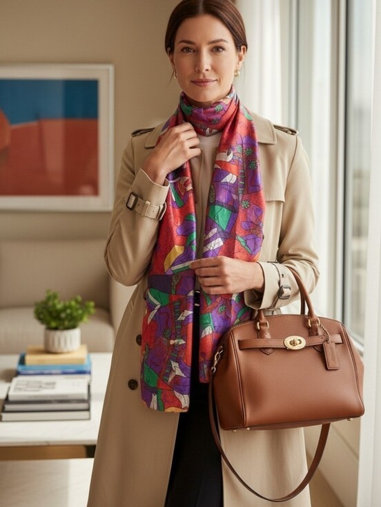 Picasso Babe Accessories - Vintage Picasso Multicolor Abstract Print Scarf